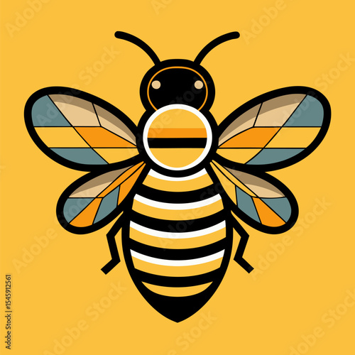 Minimalist Bee with Bold Lines Illustration Representing Nature, Pollination, and Modern Graphic Design
