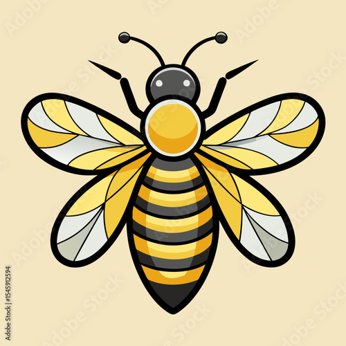 Minimalist Bee with Bold Lines Illustration Representing Nature, Pollination, and Modern Graphic Design
