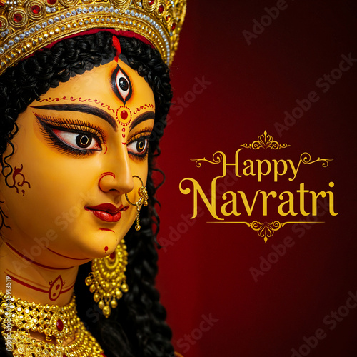 Happy Navratri Divine Goddess Durga Celebration