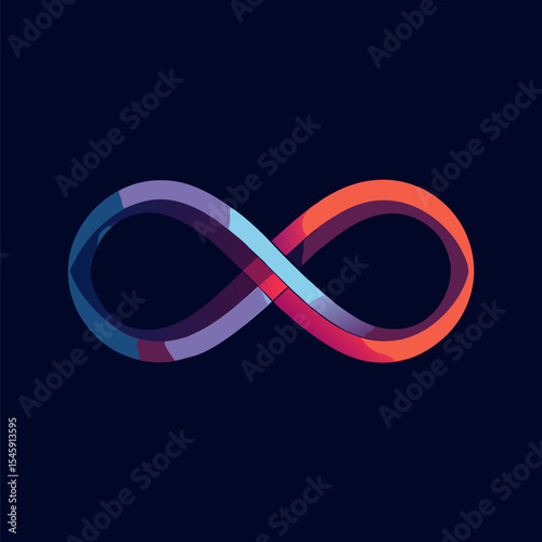 Minimalist Infinity Logo with Interlocking Lines Representing Endless Possibilities, Modern Design, and Timeless Continuity