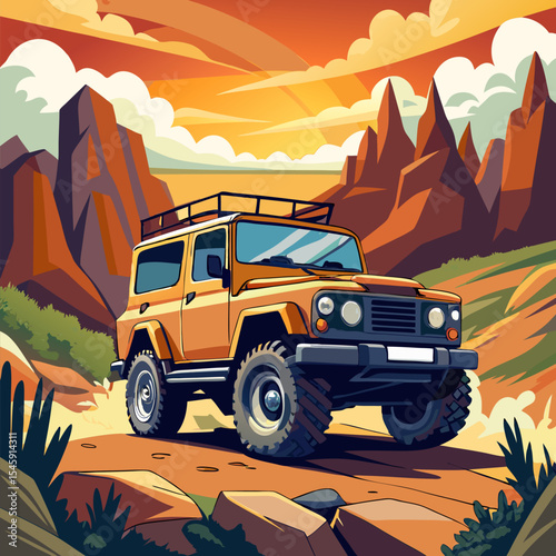 Off-Road Vehicle in Rugged Terrain Depicting Extreme Adventure, Durability, and Outdoor Exploration Through Challenging Landscapes