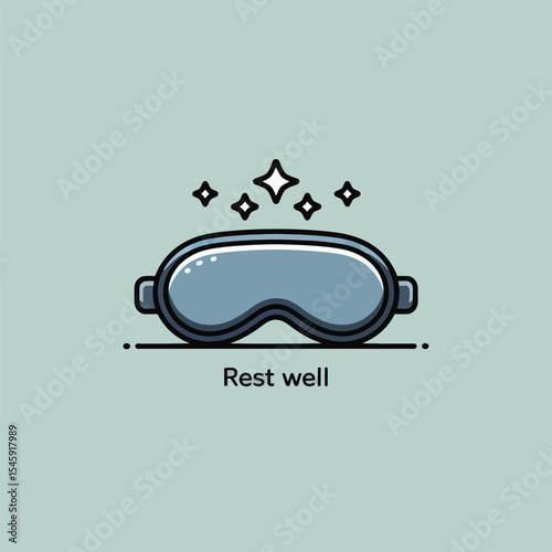 Sleep Mask Blue Stars Restful Night Graphic Design