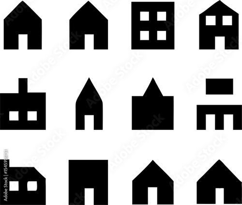 Icon Set of Modern and Traditional Buildings Representing Architectural Diversity, Urban Development, and Cultural Heritage