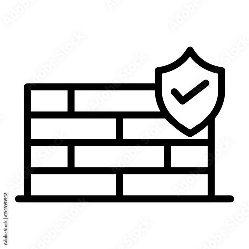 Firewall Protection Vector Line Icon Design