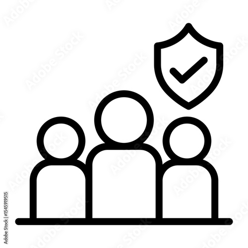 Cyber Security Team Vector Line Icon Design