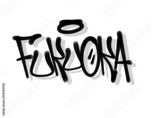 FUKUOKA textured sprayed graffiti letters tagging hand drawn style