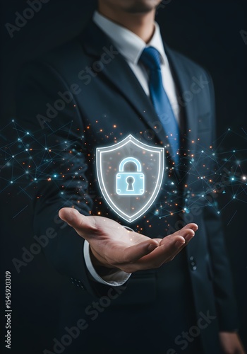 Cybersecurity Shield Protection Lock Network Data Safety Concept