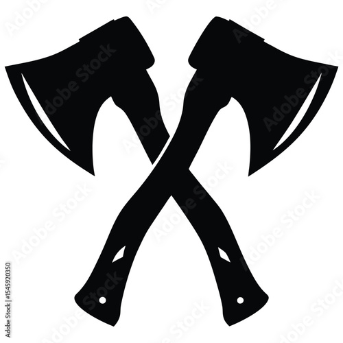 Battle Axe Silhouette Vector in Black and White