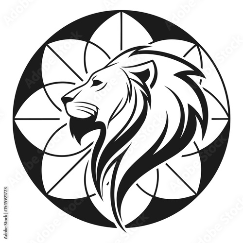 Lion Head Symmetrical Minimal Geometric Vector Logo