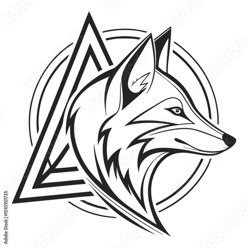 Modern Fox Face Minimal Geometric Vector Logo