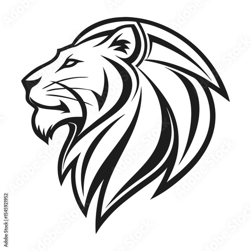 Noble Lion Head Symmetrical Minimal Vector Logo Image