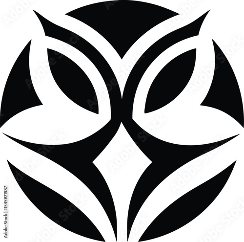 Wise Owl Face Symmetrical Clean Minimal Vector