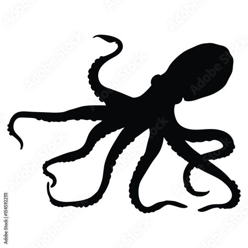 Cute Octopus Silhouette Vector Graphic Art