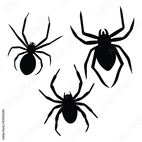 Unique Spider Group Different Style Silhouette Vector