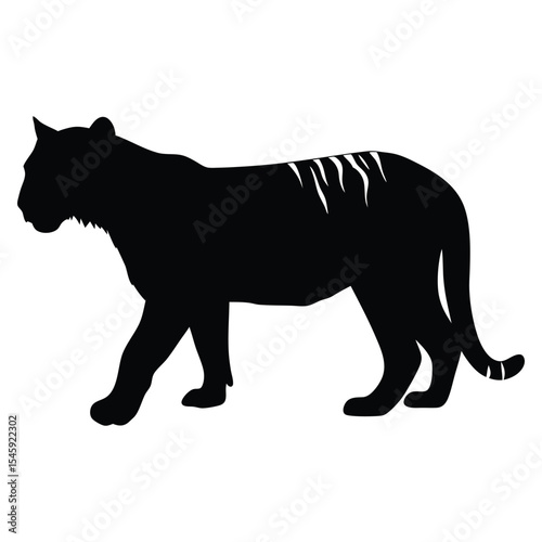 Walking Tiger Silhouette Vector Graphic Design Art