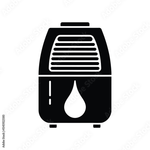 Black Silhouette Icon Dehumidifier Water Drop white background