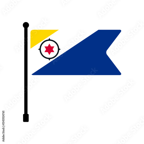 Flag of Caribisch Nederland. Caribisch Nederland flag vector illustration icon design. Flagpole flag icon.