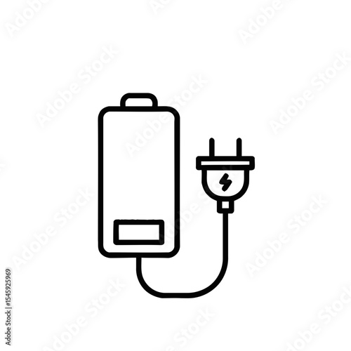 Clean Energy Vector Icon: Battery and Plug Symbolizing Sustainable Power and Green Technology Initiatives for a Greener Future.