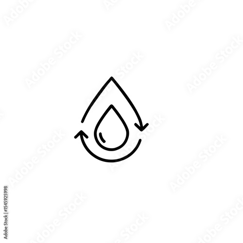 Minimalist White Water Droplet on Black Background: Symbol of Purity, Refreshment, and Essential Element for Green City Sustainability and Environmental Awareness