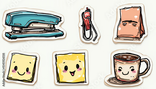 Stationery stickers illustration