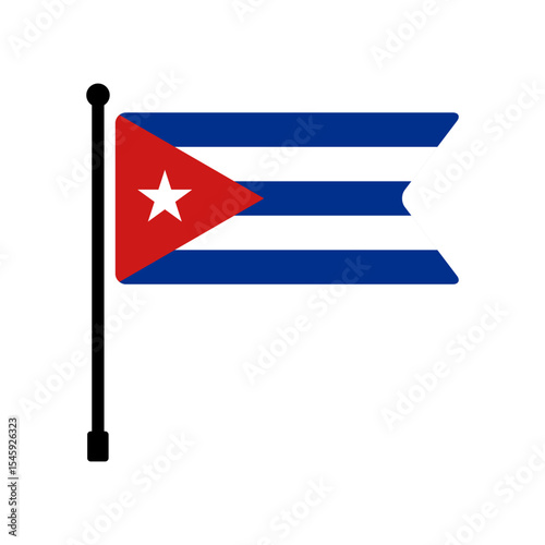 Flag of Cuba. Cuba flag vector illustration icon design. Flagpole flag icon.