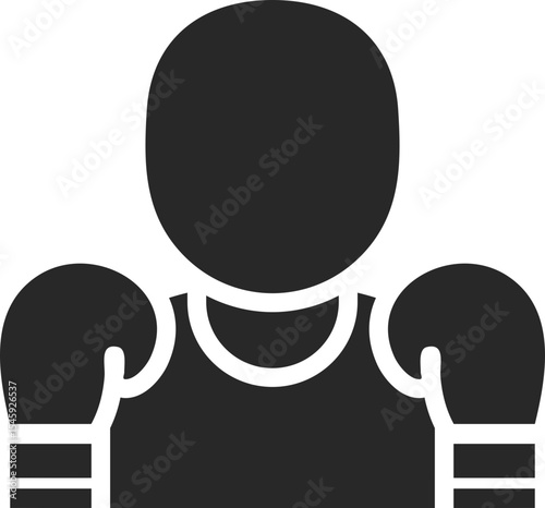 Boxer solid icon used in combat sports, fitness training, and athlete profession designs.