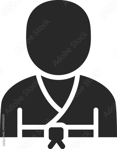 Karate fighter solid icon used in martial arts, traditional combat, and self-defense training designs.
