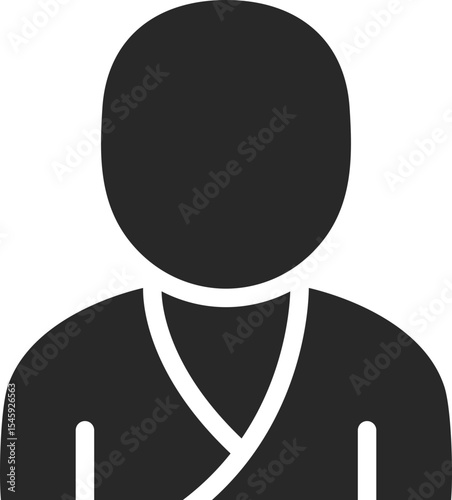 Judo or jiu-jitsu fighter solid icon used in martial arts, grappling sports, and traditional combat designs.