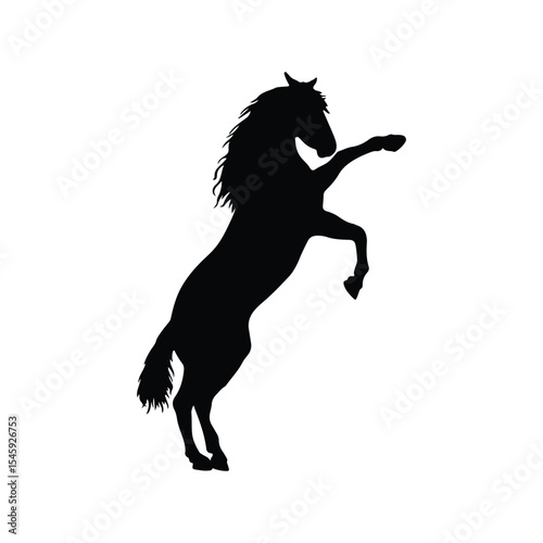 Dynamic black horse silhouette vector illustration of a running wild mustang stallion, perfect for equestrian or farm themed designs