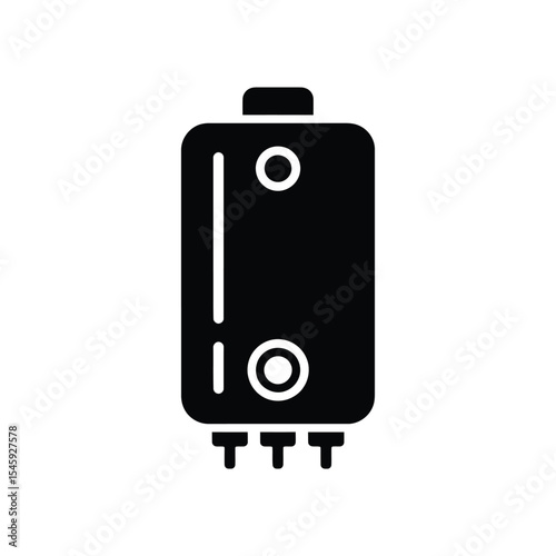 Black Silhouette Icon of a Water Heater with Pipes