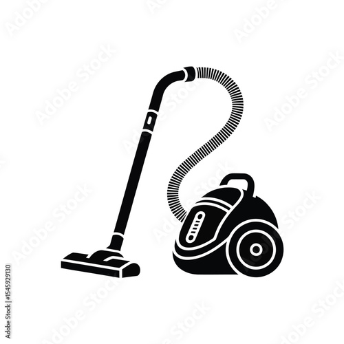 Black Silhouette Icon Vacuum Cleaner Illustration image