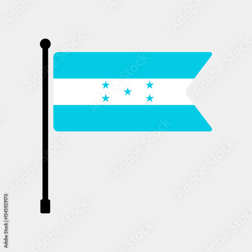 Flag of Honduras. Honduras flag vector illustration icon design. Flagpole flag icon.