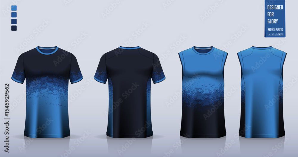 Fototapeta premium Soccer jersey, football kit, sportswear, basketball uniform, running, motocross or t-shirt mockup. Fabric pattern design. 