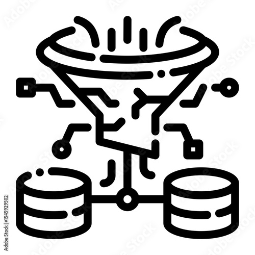 AI Output Filter Line Icon – Vector Icon for Secure Data Handling