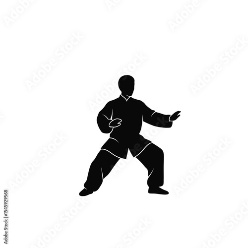 Tai Chi Chuan Silhouette Black Martial Arts Figure