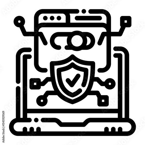 AI Safe Mode Line Icon – Vector Flat Symbol for Device or App Safety