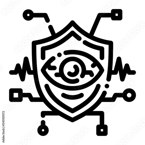 AI Security Shield Line Icon – Vector Protection Icon for Cyber Tools
