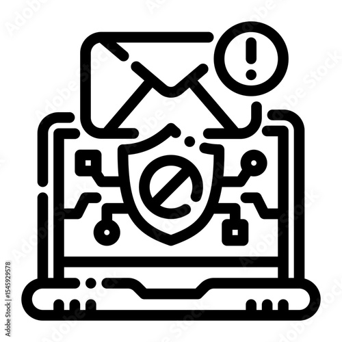 AI Spam Blocker Line Icon – Clean Vector for Content Filtering Systems