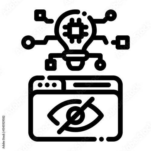 AI Smart Censorship Line Icon – Flat Vector Symbol for Moderation UI