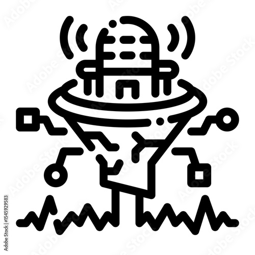 AI Speech Filter Line Icon – Flat Vector for Voice Moderation