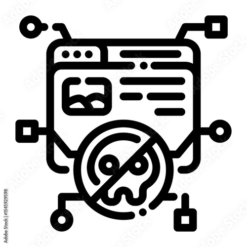 AI Toxic Content Filter Line Icon – Vector Safety Symbol for Moderation