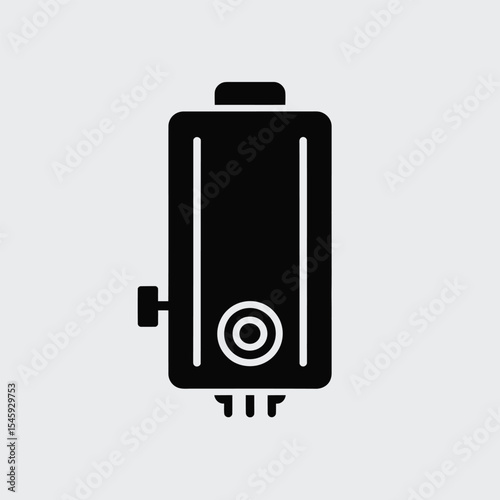 Black Silhouette Icon Water Heater Plumbing System