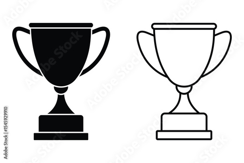 Trophy cup icon black and white vector. trophy icon in trendy flat style. Vector champion's cup icon. Sport trophy vector icon. Vector illustration.