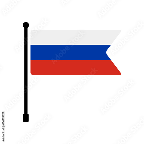 Flag of Russia. Russia flag vector illustration icon design. Flagpole flag icon.
