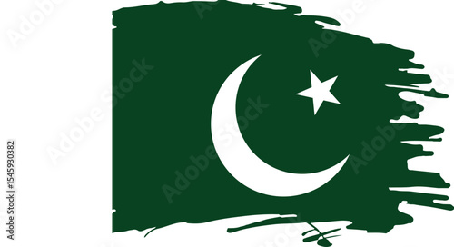 grunge style pakistan flag brush stroke artwork symbolizing patriotism, islamic identity, and unity

