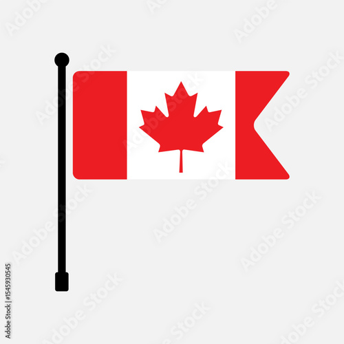 Flag of Canada. Canada flag vector illustration icon design. Flagpole flag icon.