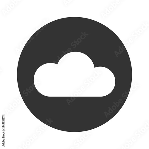 Monochrome Cloudy Icon – Flat Black Cloud Symbol
