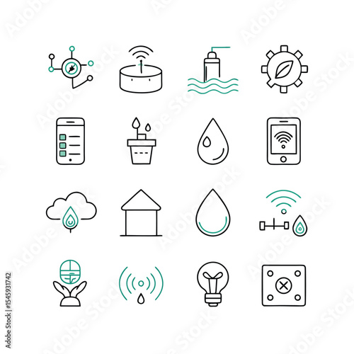 water infrastructure icon set vector illustration