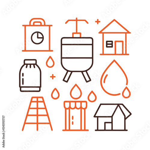 water infrastructure icon set vector illustration