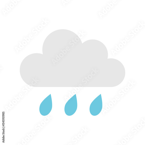 Flat Rain Cloud Weather Icon on White Background